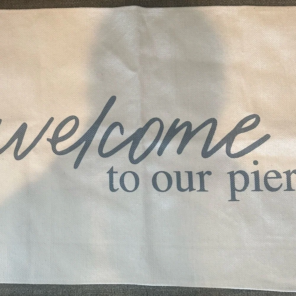 Lucky Star White Blue Welcome To Our Pier Rug